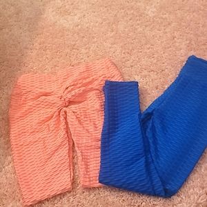 Workout leggings, butt sculpting leggings, 2 pair. Junior leggings XL, pink blue